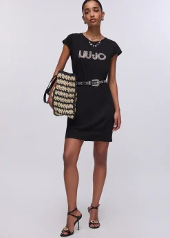 Abito corto con maxi logo