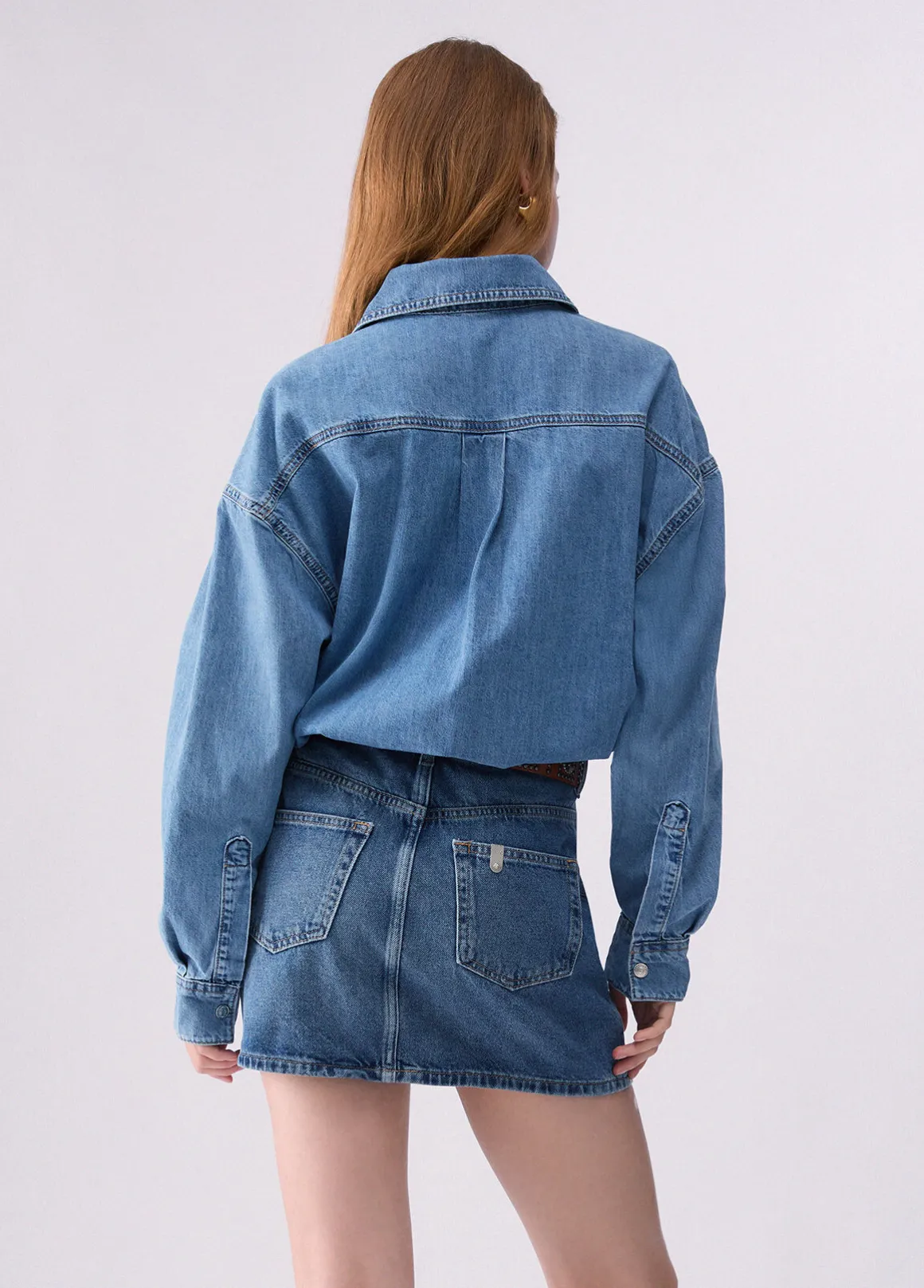 Abito corto in denim con cintura