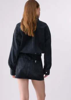 Abito corto in denim con cintura