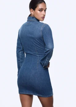 Abito corto in denim con stringhe