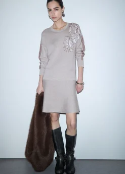 Abito corto in maglia jacquard