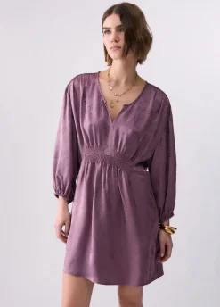 Abito corto in raso jacquard