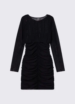 Abito corto in tulle con strass