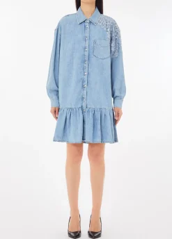 Abito in denim con pizzo