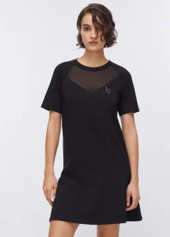 Abito in felpa con dettaglio in mesh