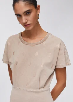 Abito in jersey délavé con strass