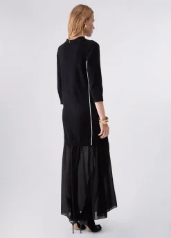 Abito in maglia con inserto in georgette