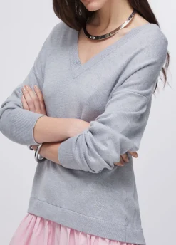 Abito in maglia con inserto in popeline