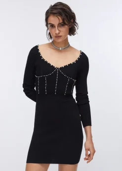 Abito in maglia con ricami gioiello