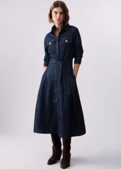 Abito lungo chemisier in denim