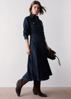 Abito lungo chemisier in denim