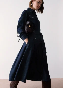 Abito lungo chemisier in denim