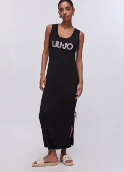 Abito lungo con maxi logo