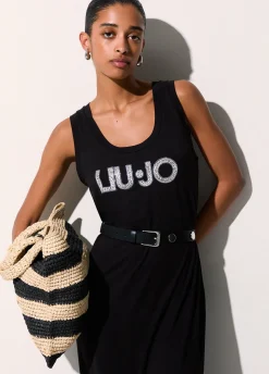 Abito lungo con maxi logo