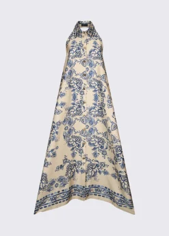 Abito lungo con stampa foulard