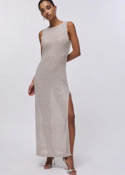 Abito lungo in maglia chevron