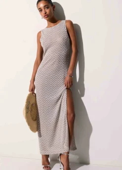 Abito lungo in maglia chevron