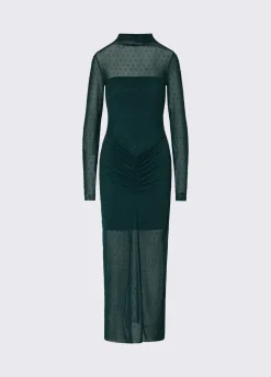 Abito lungo in tulle con strass