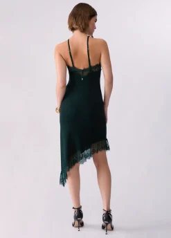 Abito midi in maglia con pizzo