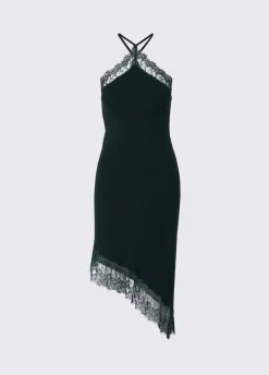 Abito midi in maglia con pizzo