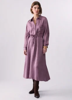 Abito midi in raso jacquard