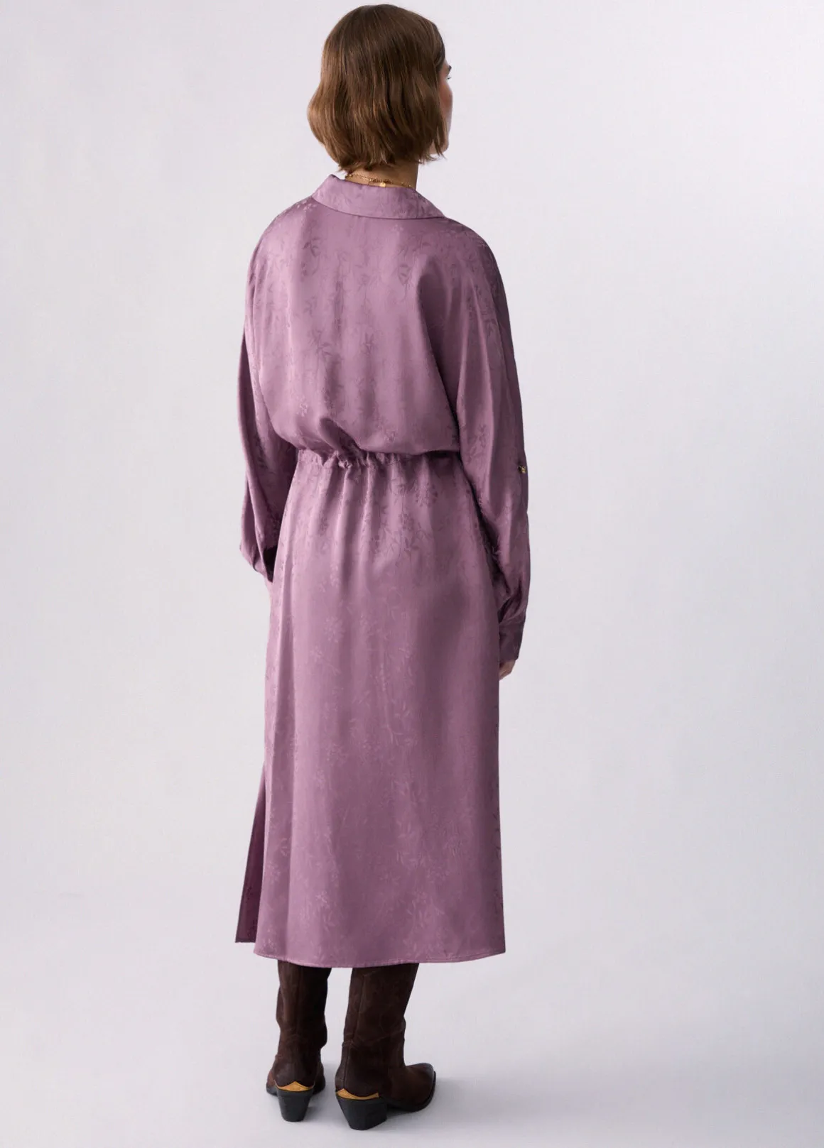 Abito midi in raso jacquard