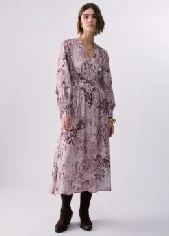 Abito midi in twill stampato