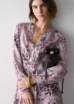 Abito midi in twill stampato