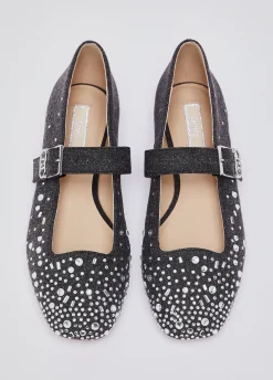 Ballerine in denim con strass