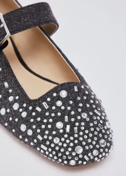 Ballerine in denim con strass