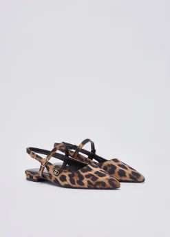 Ballerine slingback con stampa animalier