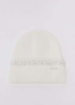 Berretto in maglia con perle