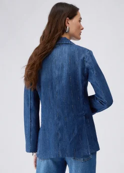 Blazer in denim con strass