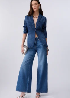 Blazer in denim con strass