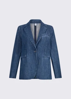 Blazer in denim con strass