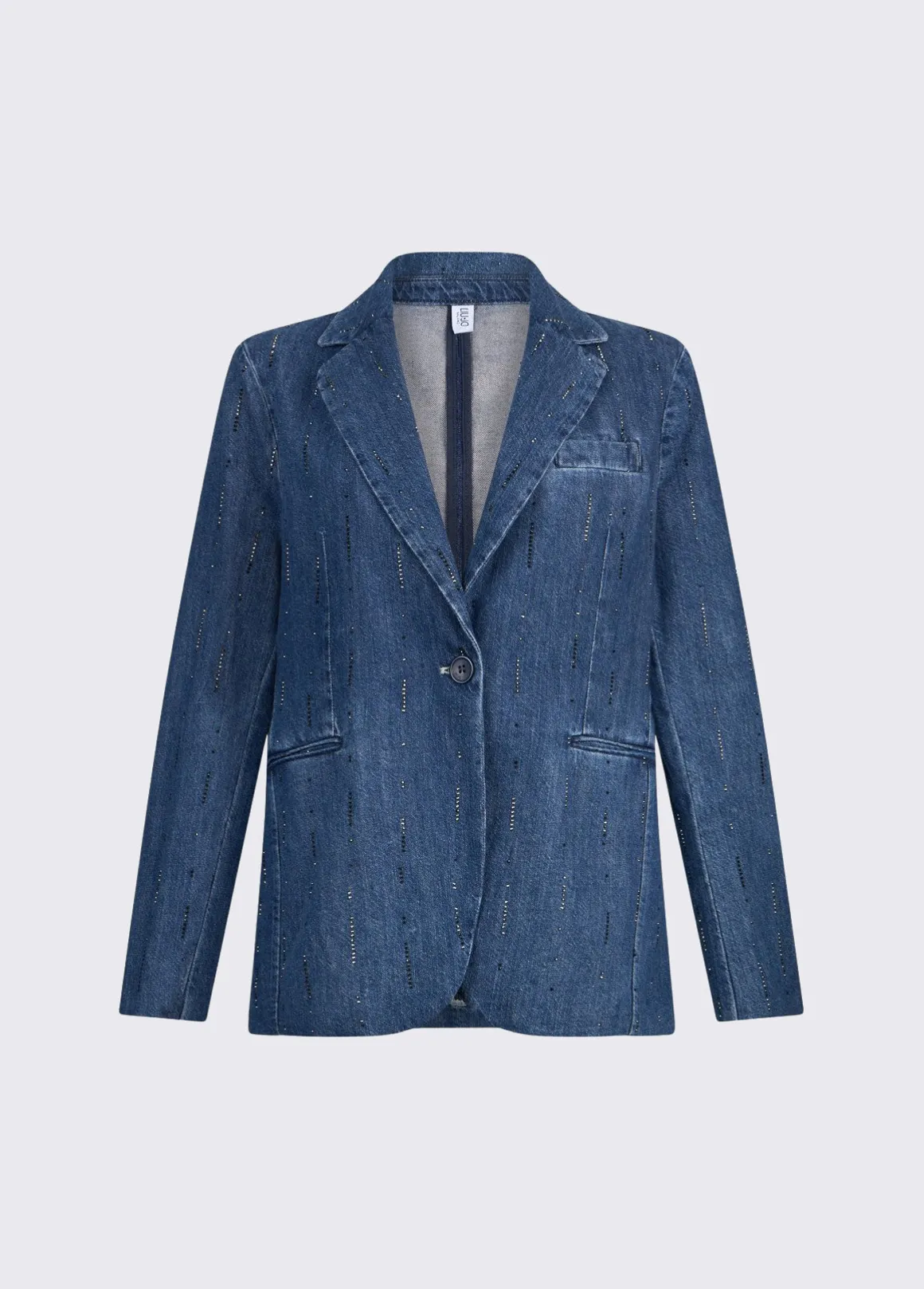Blazer in denim con strass