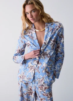 Blazer in popeline stampato