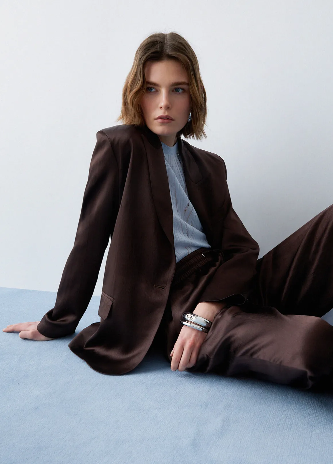 Blazer in raso con cintura