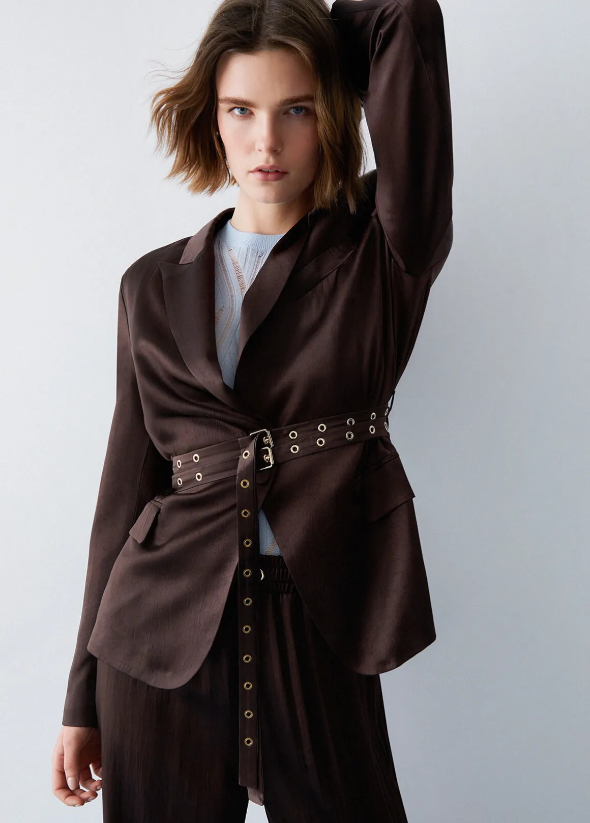 Blazer in raso con cintura