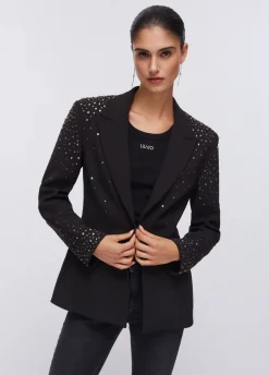 Blazer slim fit con ricami gioiello