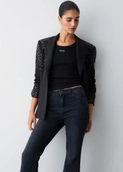 Blazer slim fit con ricami gioiello