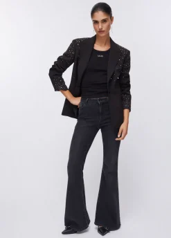 Blazer slim fit con ricami gioiello