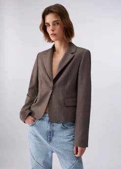 Blazer slim fit in tessuto mélange