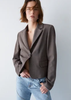 Blazer slim fit in tessuto mélange