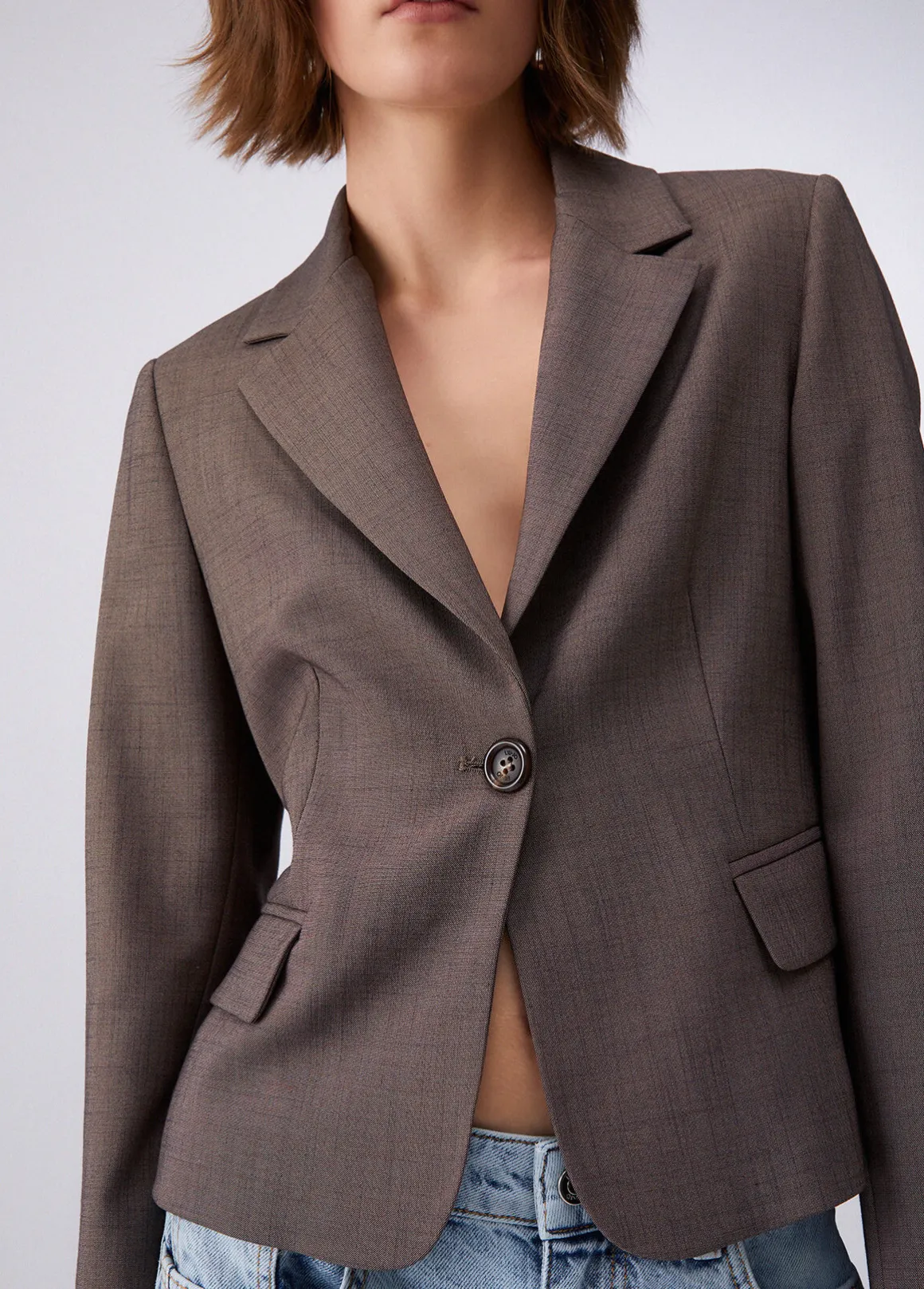 Blazer slim fit in tessuto mélange