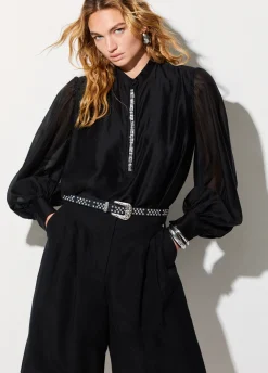 Blusa con ricami gioiello