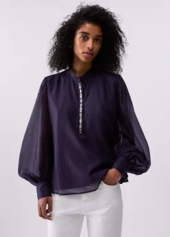Blusa con ricami gioiello
