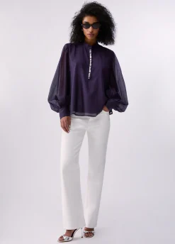 Blusa con ricami gioiello