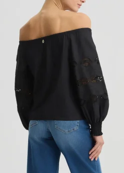 Blusa in cotone con ricami