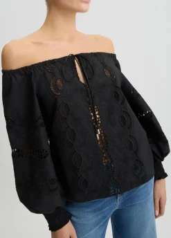 Blusa in cotone con ricami